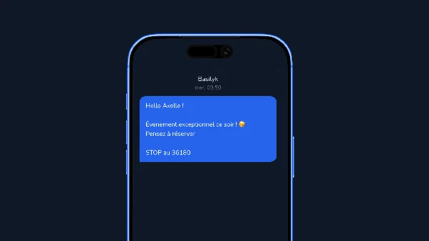 Relance SMS d'un bar envoyée à ses clients avec Basilyk